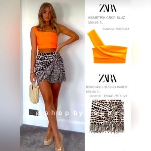 NWT‼️ Zara Asymmetric Crop Ton in vivid Orange Size Small